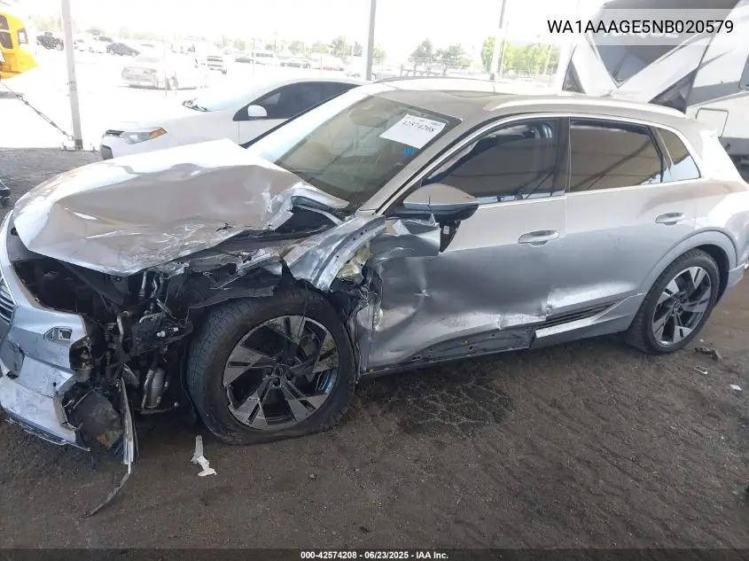 2022 Audi E-Tron Premium Quattro VIN: WA1AAAGE5NB020579 Lot: 42574208