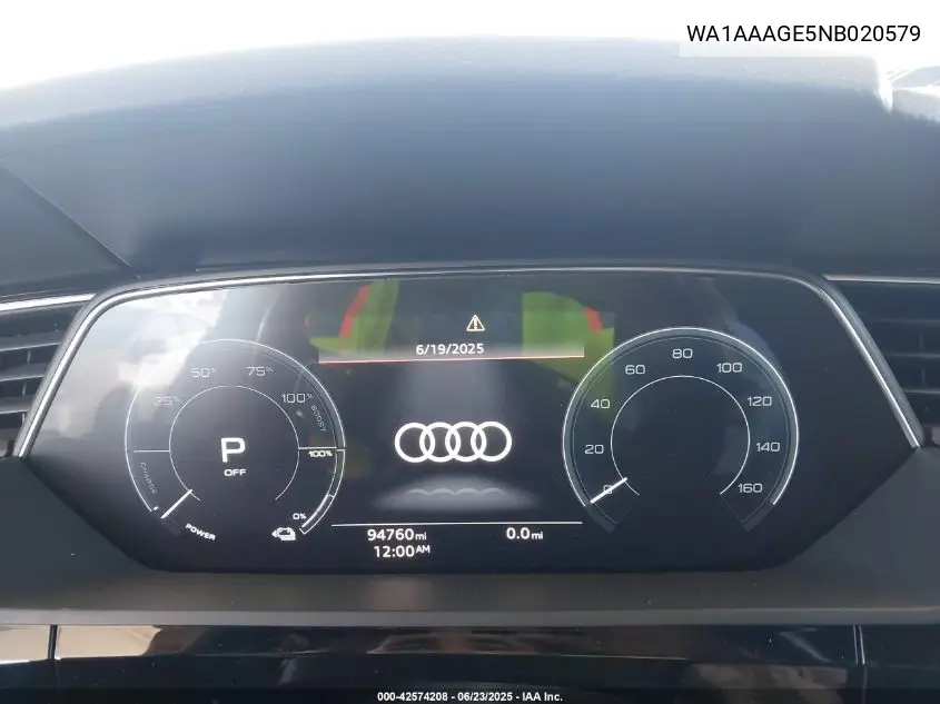 2022 Audi E-Tron Premium Quattro VIN: WA1AAAGE5NB020579 Lot: 42574208