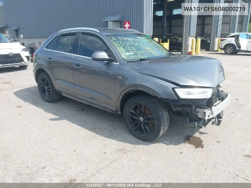2016 Audi Q3 Prestige VIN: WA1GFCFS6GR000219 Lot: 12330327