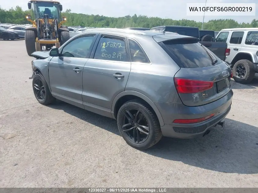 2016 Audi Q3 Prestige VIN: WA1GFCFS6GR000219 Lot: 12330327