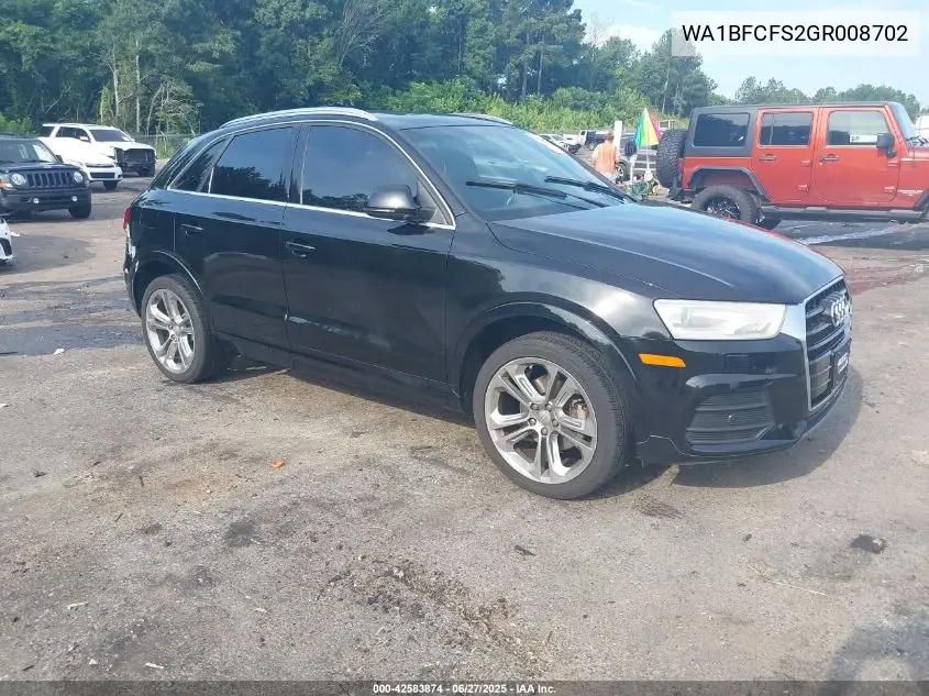 2016 Audi Q3 2.0T Premium Plus VIN: WA1BFCFS2GR008702 Lot: 42583874