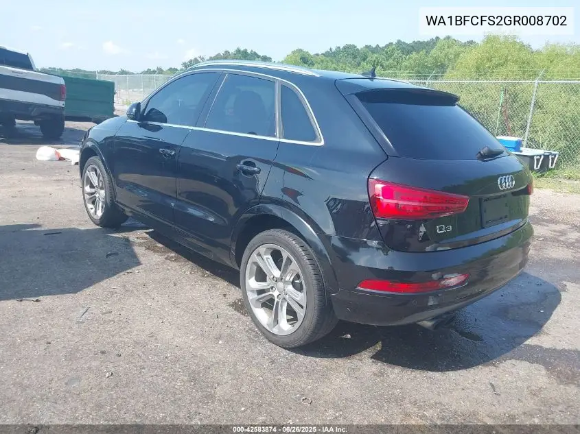 2016 Audi Q3 2.0T Premium Plus VIN: WA1BFCFS2GR008702 Lot: 42583874