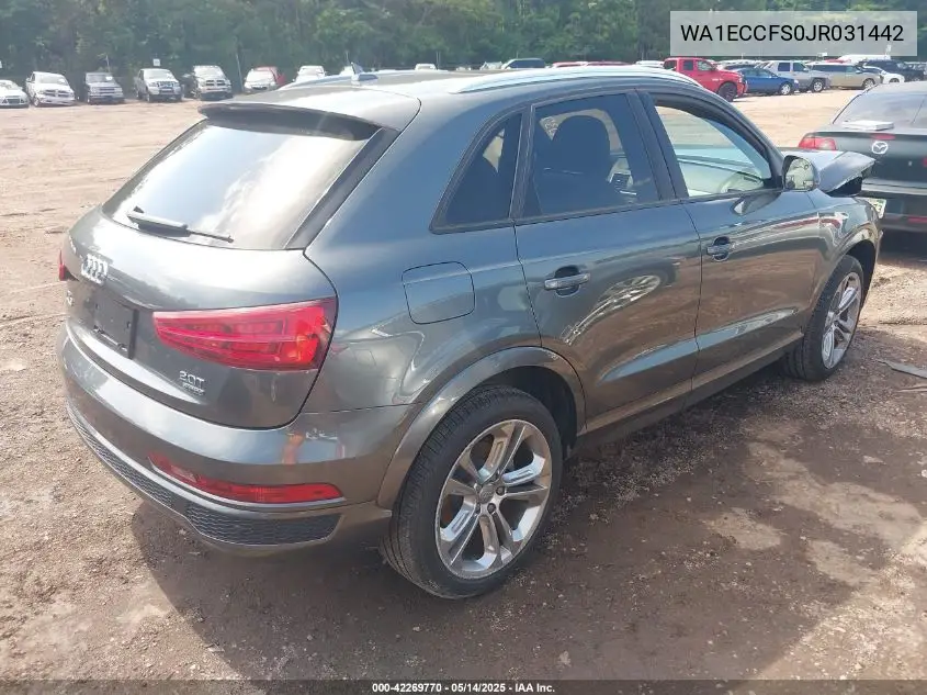 2018 Audi Q3 2.0T Sport Premium VIN: WA1ECCFS0JR031442 Lot: 42269770
