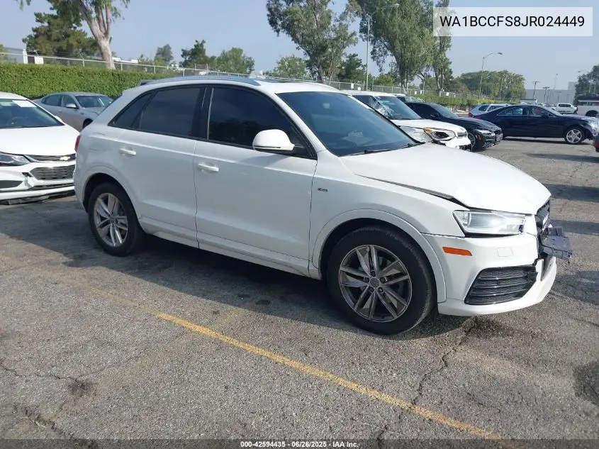 2018 Audi Q3 2.0T Premium/2.0T Sport Premium VIN: WA1BCCFS8JR024449 Lot: 42594435