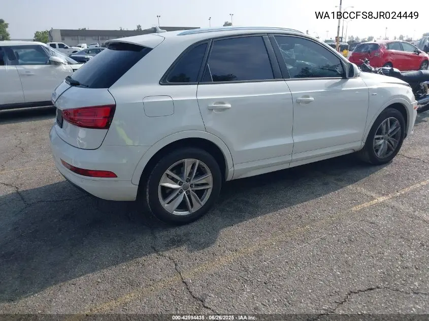 2018 Audi Q3 2.0T Premium/2.0T Sport Premium VIN: WA1BCCFS8JR024449 Lot: 42594435