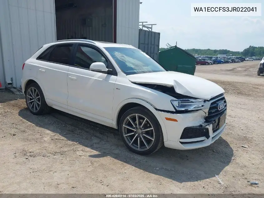 2018 Audi Q3 2.0T Premium/2.0T Sport Premium VIN: WA1ECCFS3JR022041 Lot: 42645114
