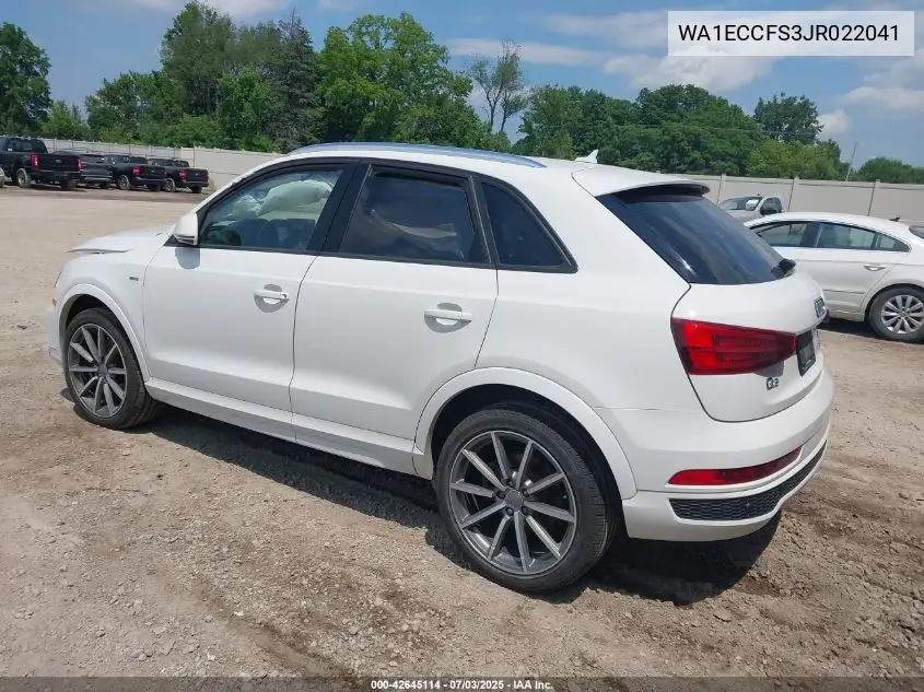 2018 Audi Q3 2.0T Premium/2.0T Sport Premium VIN: WA1ECCFS3JR022041 Lot: 42645114