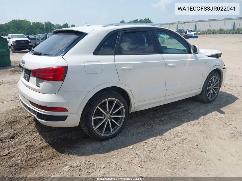 2018 Audi Q3 2.0T Premium/2.0T Sport Premium VIN: WA1ECCFS3JR022041 Lot: 42645114