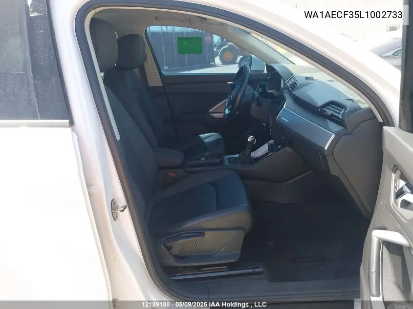 2020 Audi Q3 VIN: WA1AECF35L1002733 Lot: 12189180