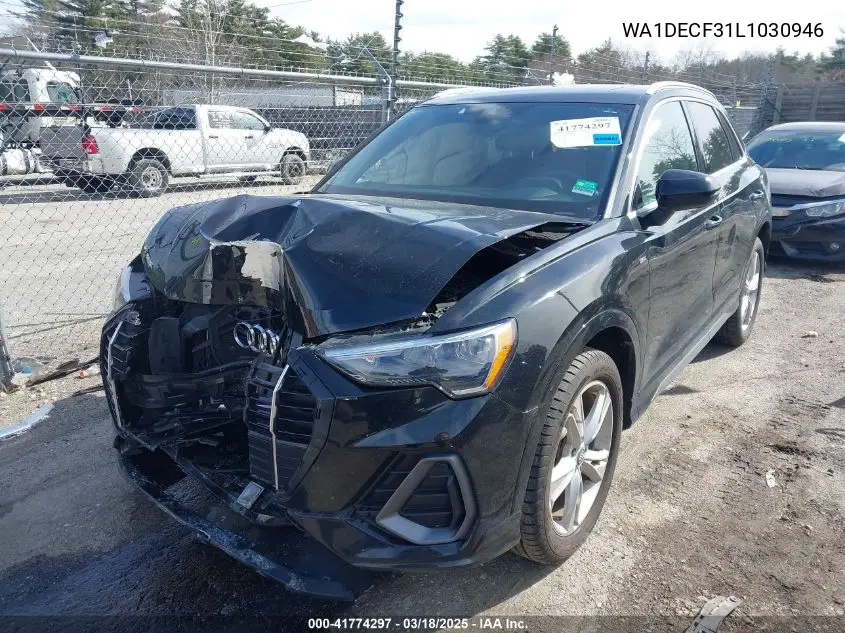 2020 Audi Q3 Premium 45 Tfsi S Line Quattro Tiptronic VIN: WA1DECF31L1030946 Lot: 41774297