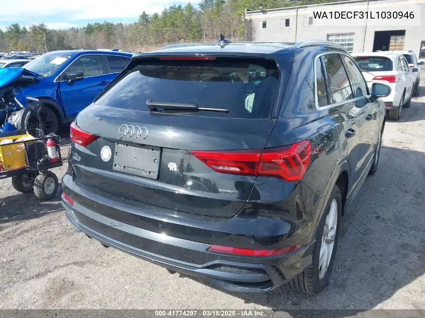 2020 Audi Q3 Premium 45 Tfsi S Line Quattro Tiptronic VIN: WA1DECF31L1030946 Lot: 41774297