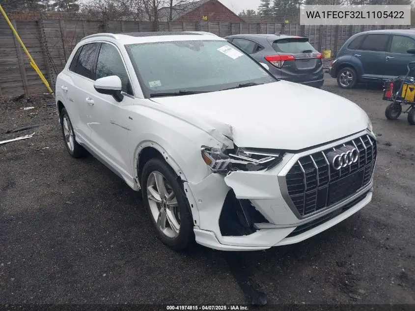 2020 Audi Q3 Prestige 45 Tfsi S Line Quattro Tiptronic VIN: WA1FECF32L1105422 Lot: 41974815