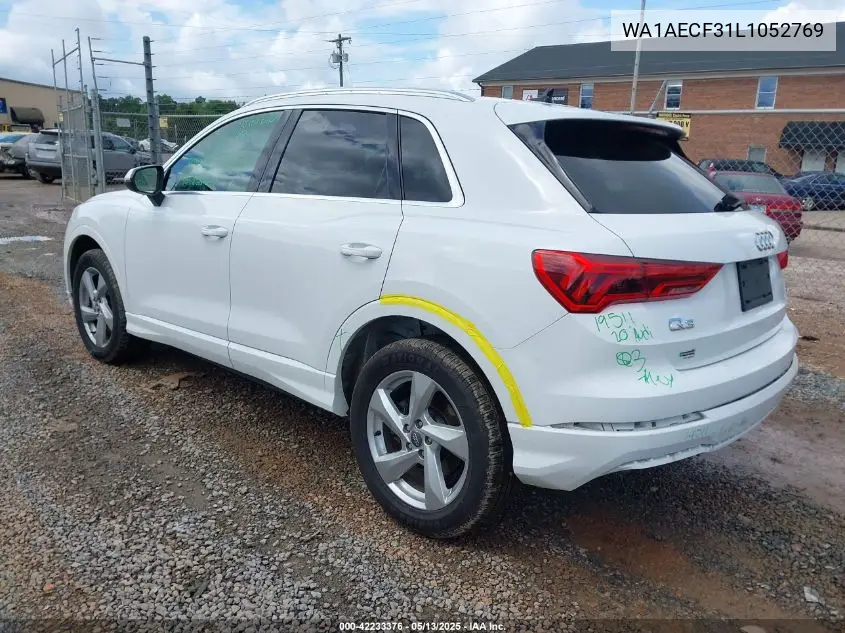 2020 Audi Q3 Premium 45 Tfsi Quattro Tiptronic VIN: WA1AECF31L1052769 Lot: 42233376