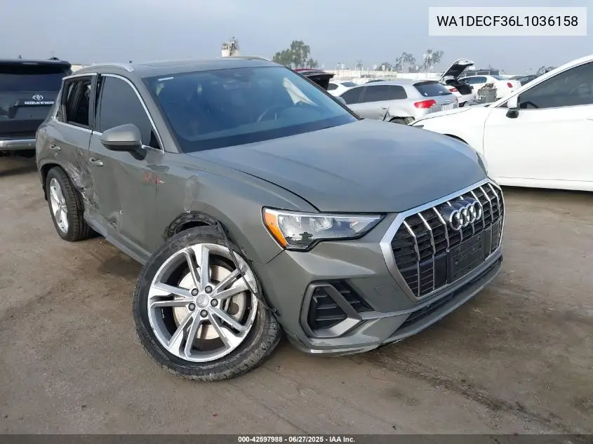 2020 Audi Q3 Premium 45 Tfsi S Line Quattro Tiptronic VIN: WA1DECF36L1036158 Lot: 42597988