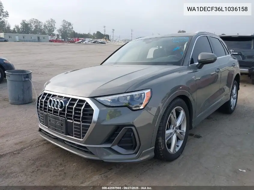 2020 Audi Q3 Premium 45 Tfsi S Line Quattro Tiptronic VIN: WA1DECF36L1036158 Lot: 42597988