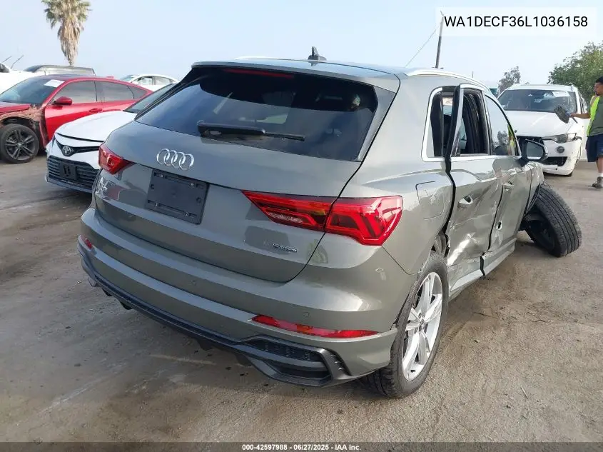 2020 Audi Q3 Premium 45 Tfsi S Line Quattro Tiptronic VIN: WA1DECF36L1036158 Lot: 42597988