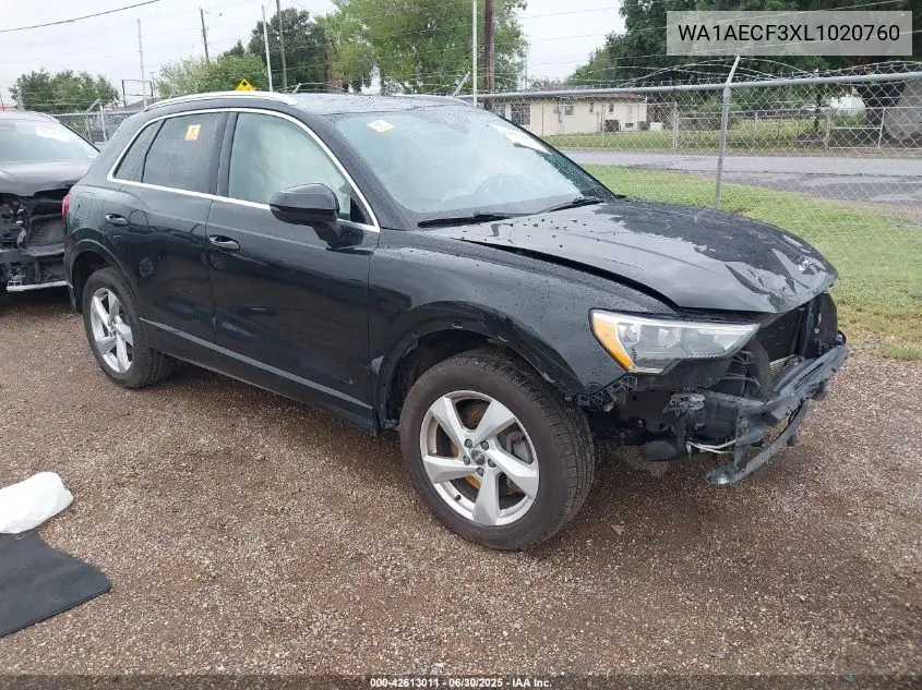 2020 Audi Q3 Premium 45 Tfsi Quattro Tiptronic VIN: WA1AECF3XL1020760 Lot: 42613011