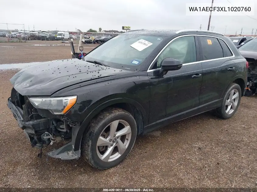 2020 Audi Q3 Premium 45 Tfsi Quattro Tiptronic VIN: WA1AECF3XL1020760 Lot: 42613011