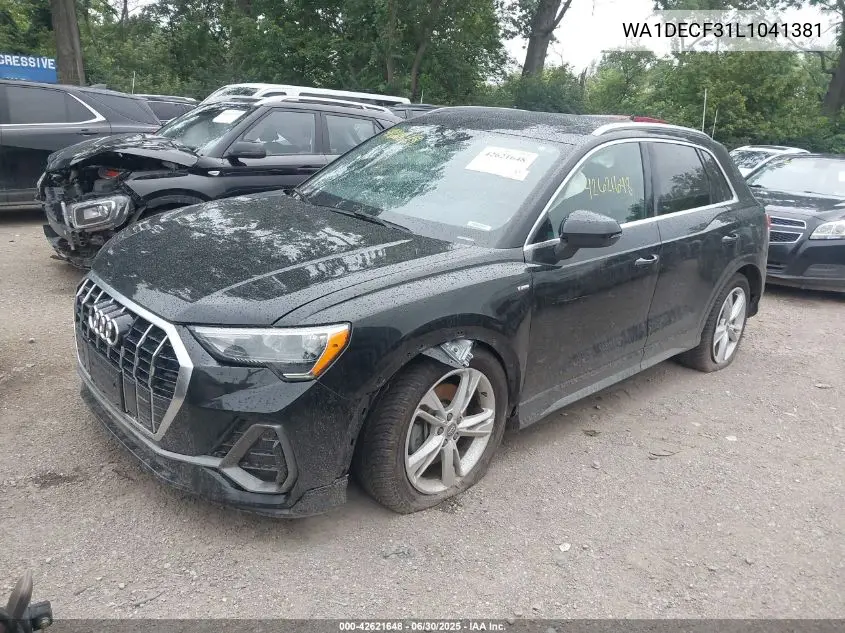 2020 Audi Q3 Premium 45 Tfsi S Line Quattro Tiptronic VIN: WA1DECF31L1041381 Lot: 42621648