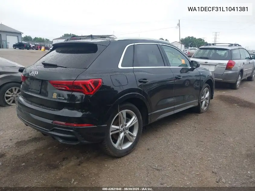 2020 Audi Q3 Premium 45 Tfsi S Line Quattro Tiptronic VIN: WA1DECF31L1041381 Lot: 42621648