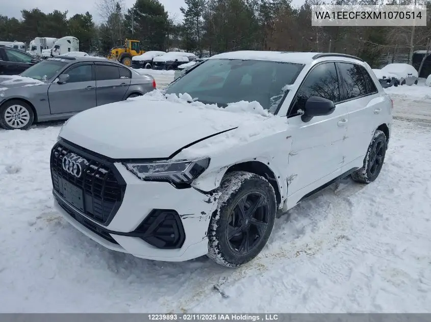 2021 Audi Q3 Premium Plus S Line 45 VIN: WA1EECF3XM1070514 Lot: 12239893