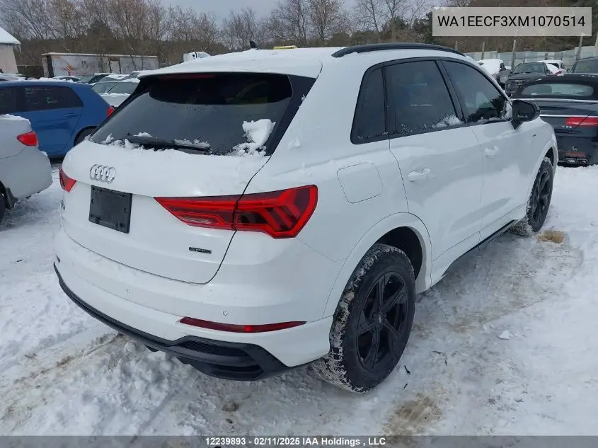 2021 Audi Q3 Premium Plus S Line 45 VIN: WA1EECF3XM1070514 Lot: 12239893