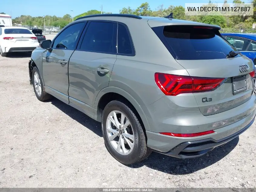2021 Audi Q3 Premium 45 Tfsi S Line Quattro Tiptronic VIN: WA1DECF31M1127887 Lot: 41966163