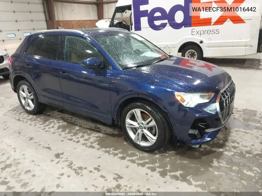 2021 Audi Q3 Premium Plus 45 Tfsi S Line Quattro Tiptronic VIN: WA1EECF35M1016442 Lot: 42209460