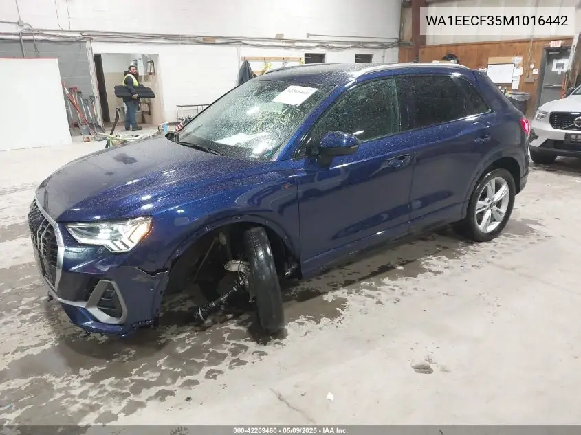 2021 Audi Q3 Premium Plus 45 Tfsi S Line Quattro Tiptronic VIN: WA1EECF35M1016442 Lot: 42209460