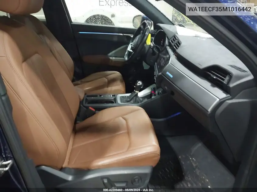2021 Audi Q3 Premium Plus 45 Tfsi S Line Quattro Tiptronic VIN: WA1EECF35M1016442 Lot: 42209460