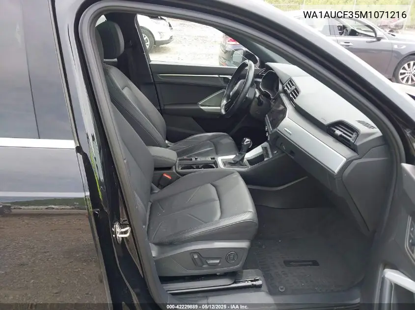 2021 Audi Q3 Premium 40 Tfsi Quattro Tiptronic VIN: WA1AUCF35M1071216 Lot: 42229889