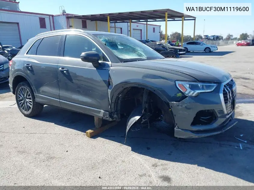 2021 Audi Q3 Premium Plus 40 Tfsi Quattro Tiptronic VIN: WA1BUCF30M1119600 Lot: 42233559