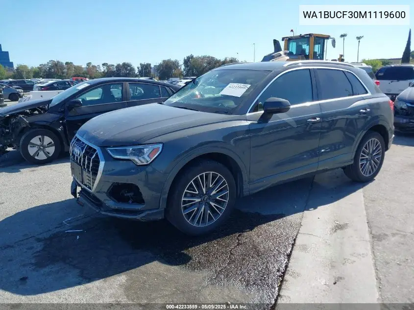 2021 Audi Q3 Premium Plus 40 Tfsi Quattro Tiptronic VIN: WA1BUCF30M1119600 Lot: 42233559