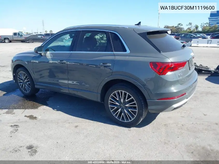 2021 Audi Q3 Premium Plus 40 Tfsi Quattro Tiptronic VIN: WA1BUCF30M1119600 Lot: 42233559