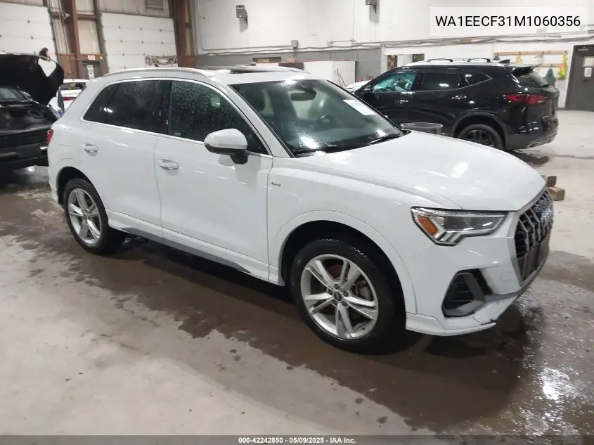 2021 Audi Q3 Premium Plus 45 Tfsi S Line Quattro Tiptronic VIN: WA1EECF31M1060356 Lot: 42242850