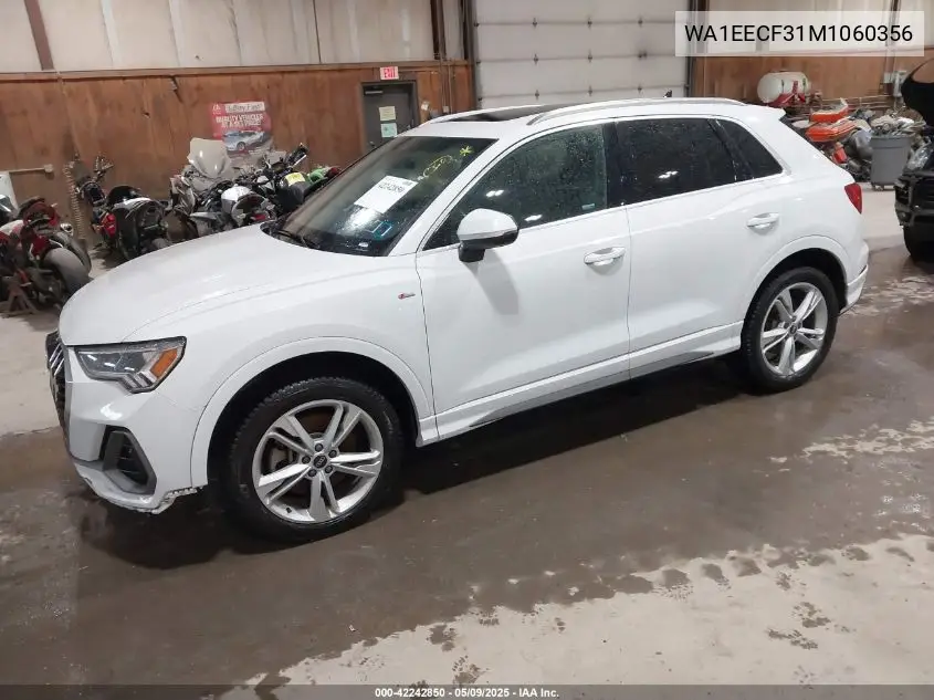 2021 Audi Q3 Premium Plus 45 Tfsi S Line Quattro Tiptronic VIN: WA1EECF31M1060356 Lot: 42242850