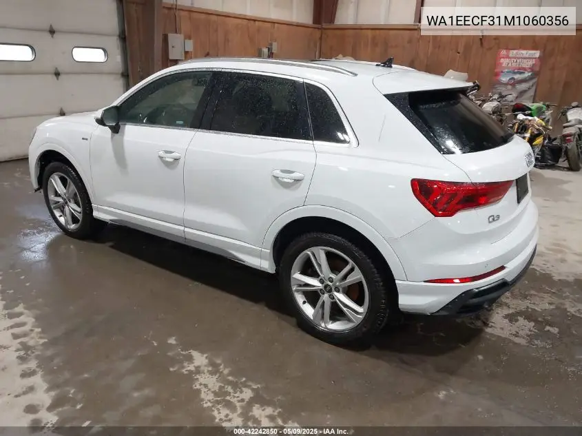 2021 Audi Q3 Premium Plus 45 Tfsi S Line Quattro Tiptronic VIN: WA1EECF31M1060356 Lot: 42242850