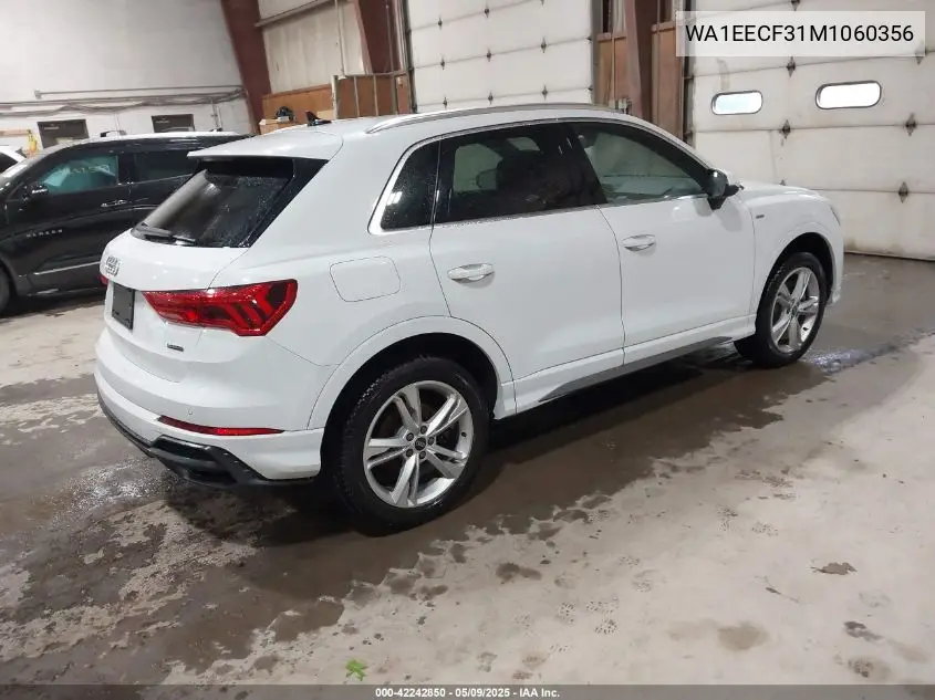 2021 Audi Q3 Premium Plus 45 Tfsi S Line Quattro Tiptronic VIN: WA1EECF31M1060356 Lot: 42242850