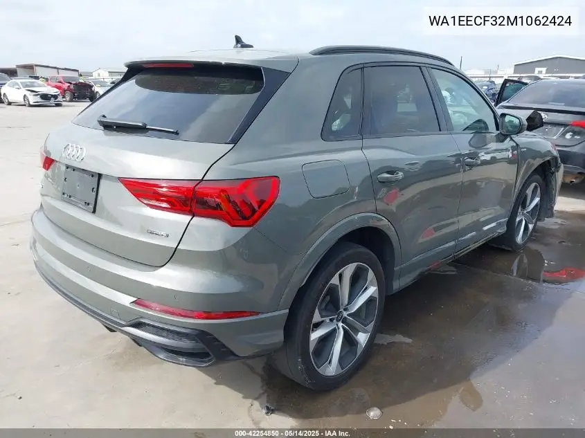 2021 Audi Q3 Premium Plus 45 Tfsi S Line Quattro Tiptronic VIN: WA1EECF32M1062424 Lot: 42254850