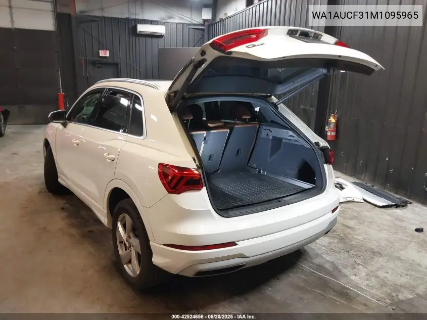 2021 Audi Q3 Premium 40 Tfsi Quattro Tiptronic VIN: WA1AUCF31M1095965 Lot: 42524656