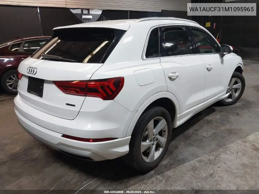 2021 Audi Q3 Premium 40 Tfsi Quattro Tiptronic VIN: WA1AUCF31M1095965 Lot: 42524656