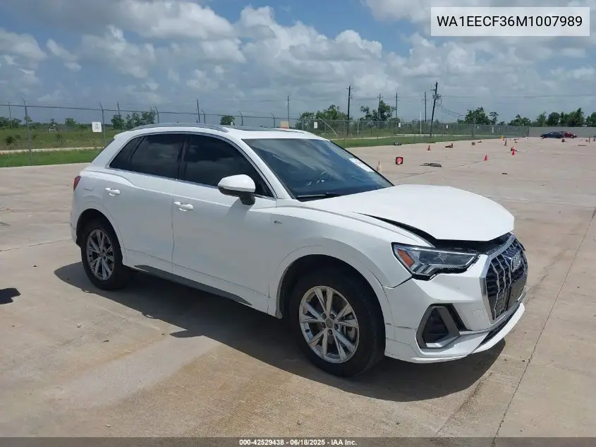 2021 Audi Q3 Premium Plus 45 Tfsi S Line Quattro Tiptronic VIN: WA1EECF36M1007989 Lot: 42529438