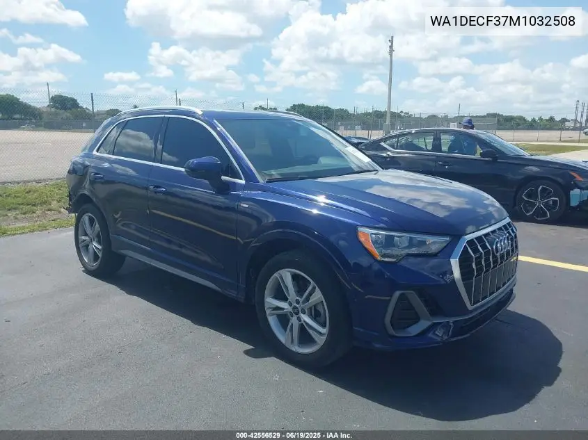 2021 Audi Q3 Premium 45 Tfsi S Line Quattro Tiptronic VIN: WA1DECF37M1032508 Lot: 42556529