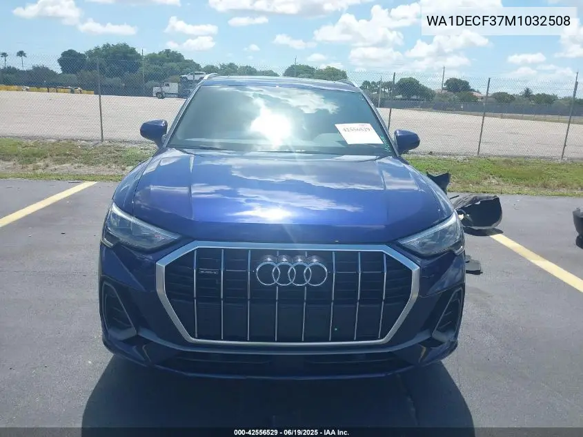 2021 Audi Q3 Premium 45 Tfsi S Line Quattro Tiptronic VIN: WA1DECF37M1032508 Lot: 42556529