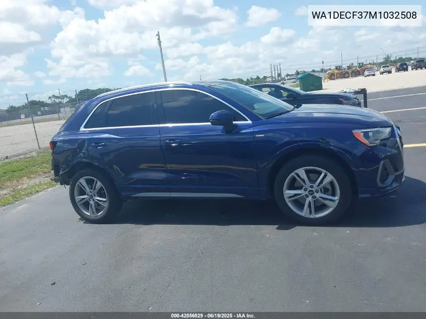 2021 Audi Q3 Premium 45 Tfsi S Line Quattro Tiptronic VIN: WA1DECF37M1032508 Lot: 42556529