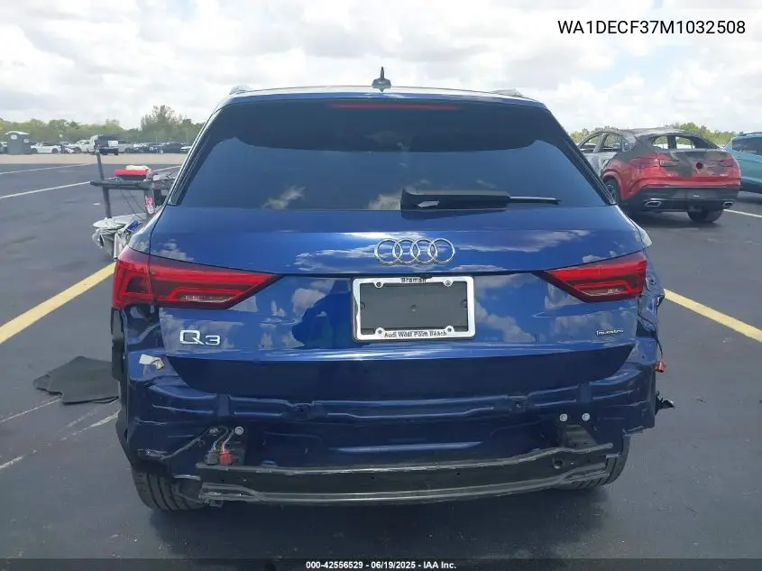 2021 Audi Q3 Premium 45 Tfsi S Line Quattro Tiptronic VIN: WA1DECF37M1032508 Lot: 42556529