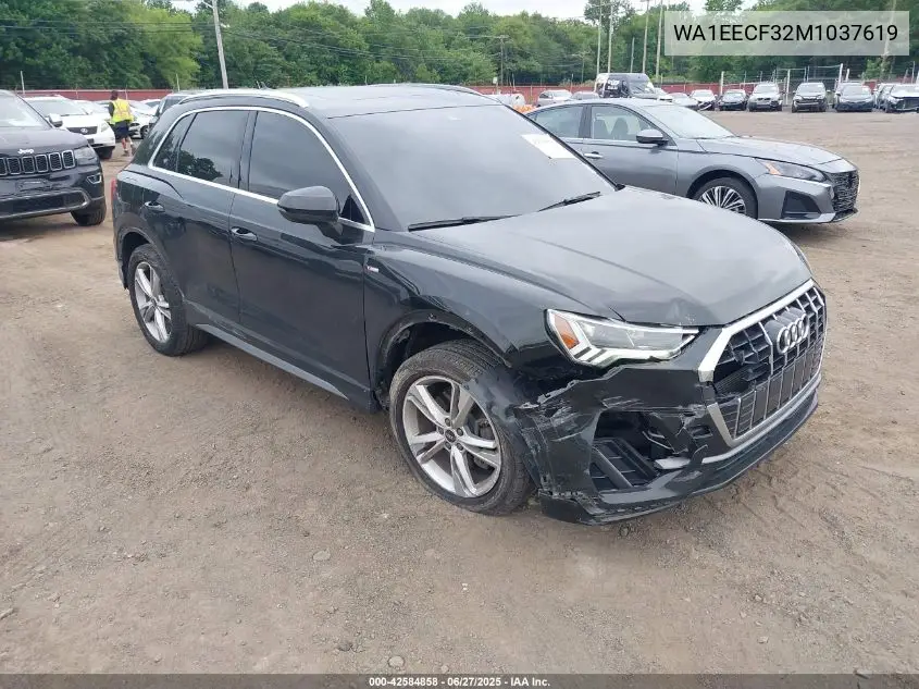 2021 Audi Q3 Premium Plus 45 Tfsi S Line Quattro Tiptronic VIN: WA1EECF32M1037619 Lot: 42584858