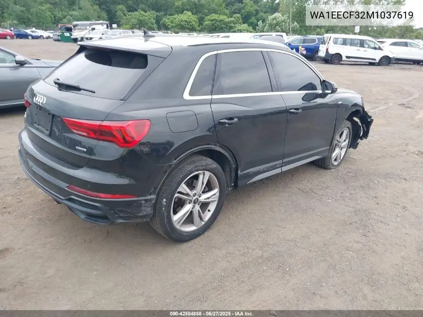 2021 Audi Q3 Premium Plus 45 Tfsi S Line Quattro Tiptronic VIN: WA1EECF32M1037619 Lot: 42584858