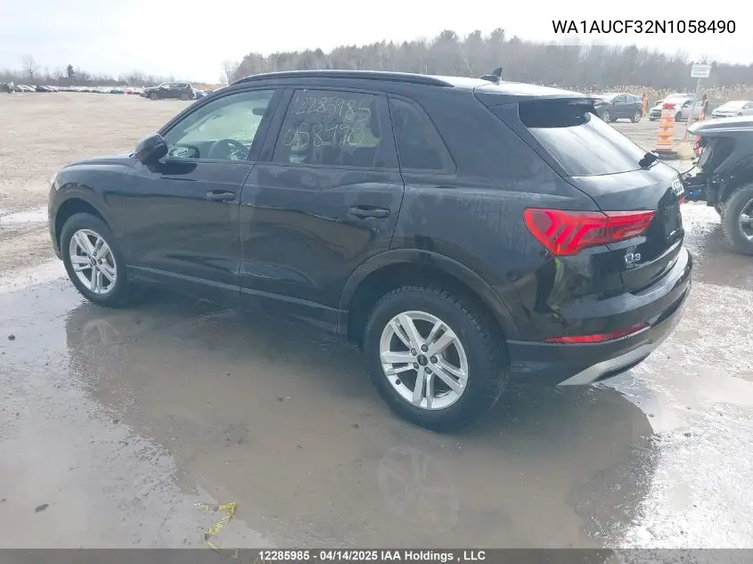 2022 Audi Q3 Premium 40 VIN: WA1AUCF32N1058490 Lot: 12285985