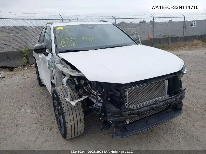 2022 Audi Q3 45 Progressiv VIN: WA1EECF33N1147161 Lot: 12345034